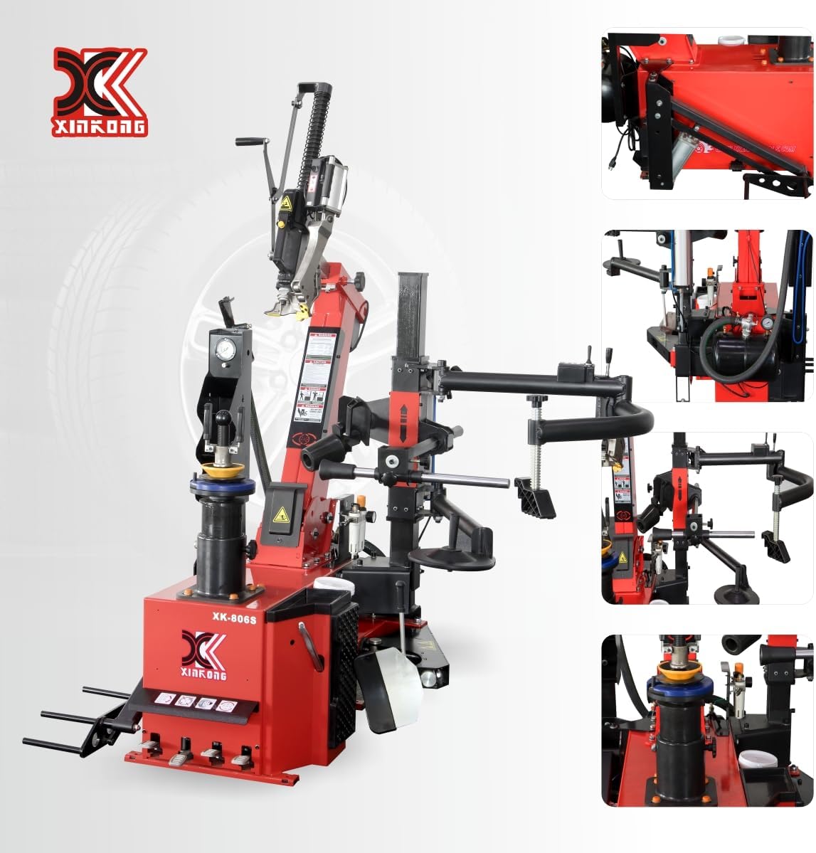 XK-806S Tire Changer Machine Tilt Back Column Automatic Working Head Manual Locking Clamp 2.0 Horsepower 10-28 Inches with 12 Month Parts Replacement