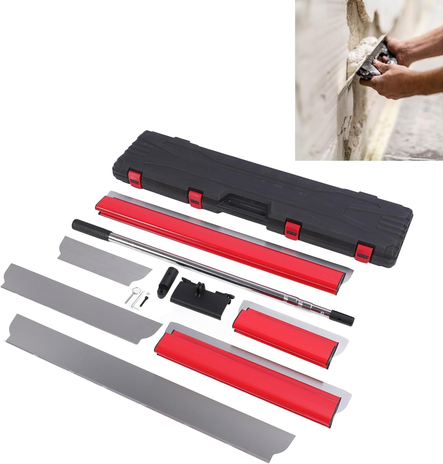 Skimming Blades Kit with Telescopic Handle, ABS and Stainless Steel, Ergonomic Design, for Texturing Ceilings and Walls, Construction Tools, Drywall Roller, Taping Knife
