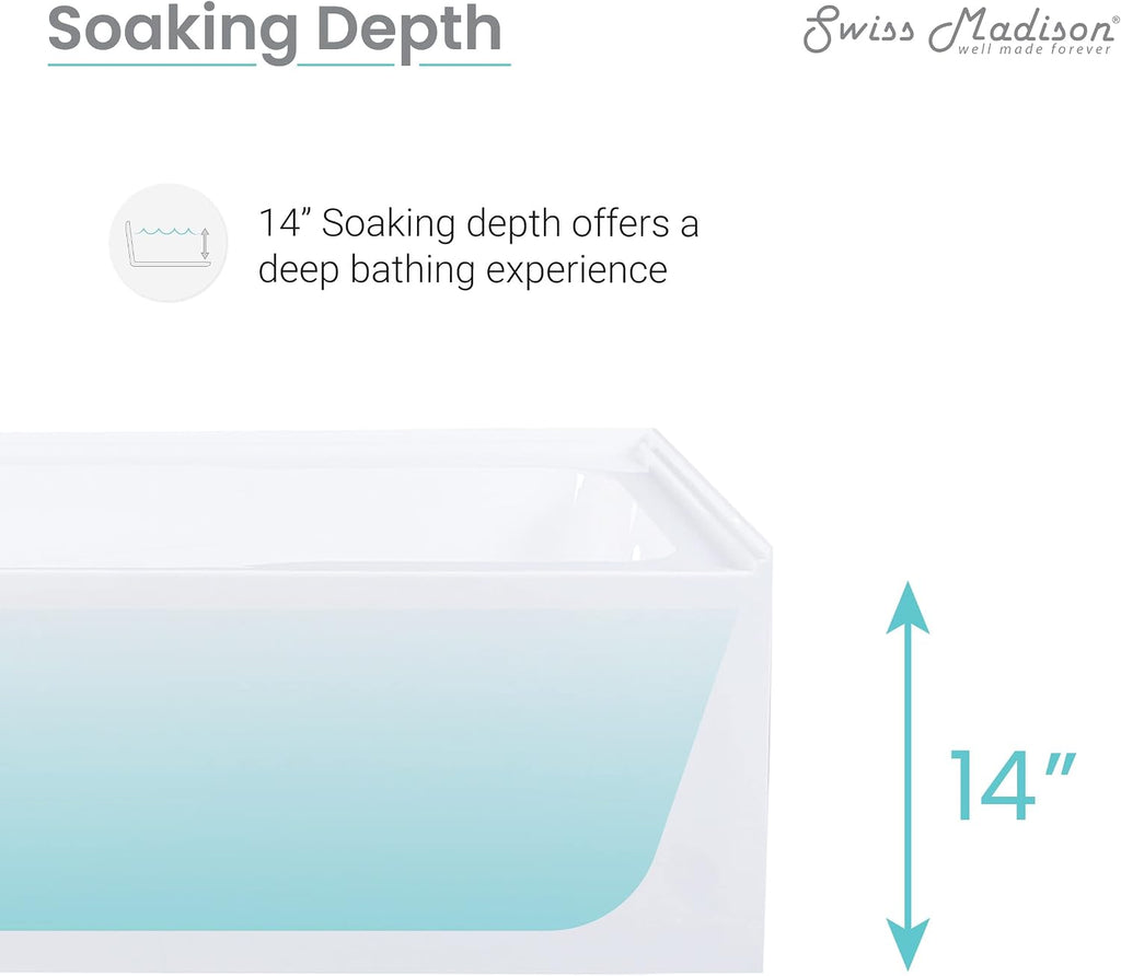 Reims 60' x 32' Right-Hand Drain Drain Alcove Tub with Corner Apron