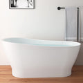 59' Acrylic Freestanding Bathtub, Elegant Skirted Free Standing Tub, Soaking Tub with Integrated Slotted Overflow, Toe-Tap Chrome Drain, cUPC Certified, Glossy White