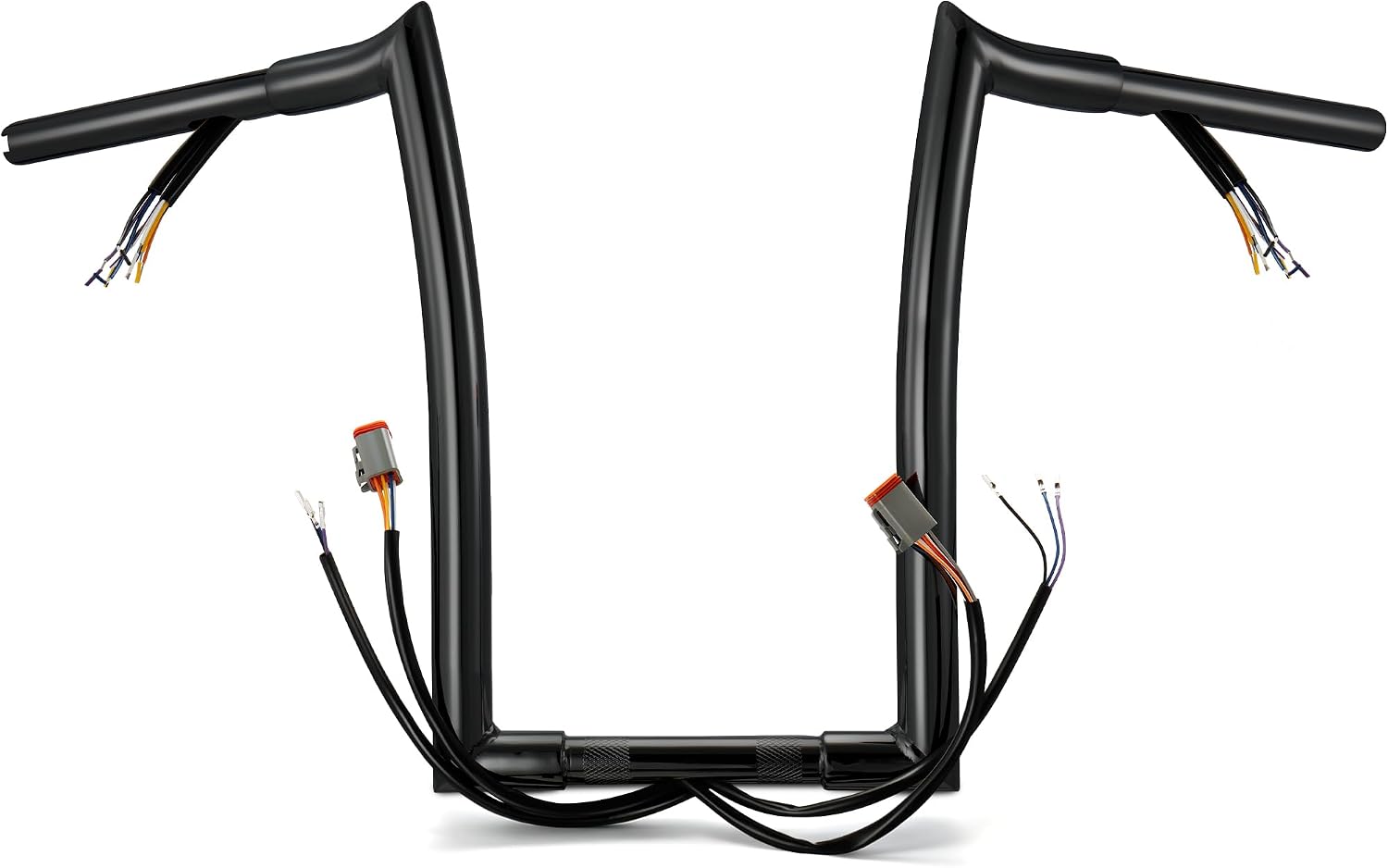 MoKitDora Sportster Dyna Softail Prewired Handlebar 14' Rise Ape Hanger Meathook Bars for Harley 1996-2006 XL Road King FLHR, Black
