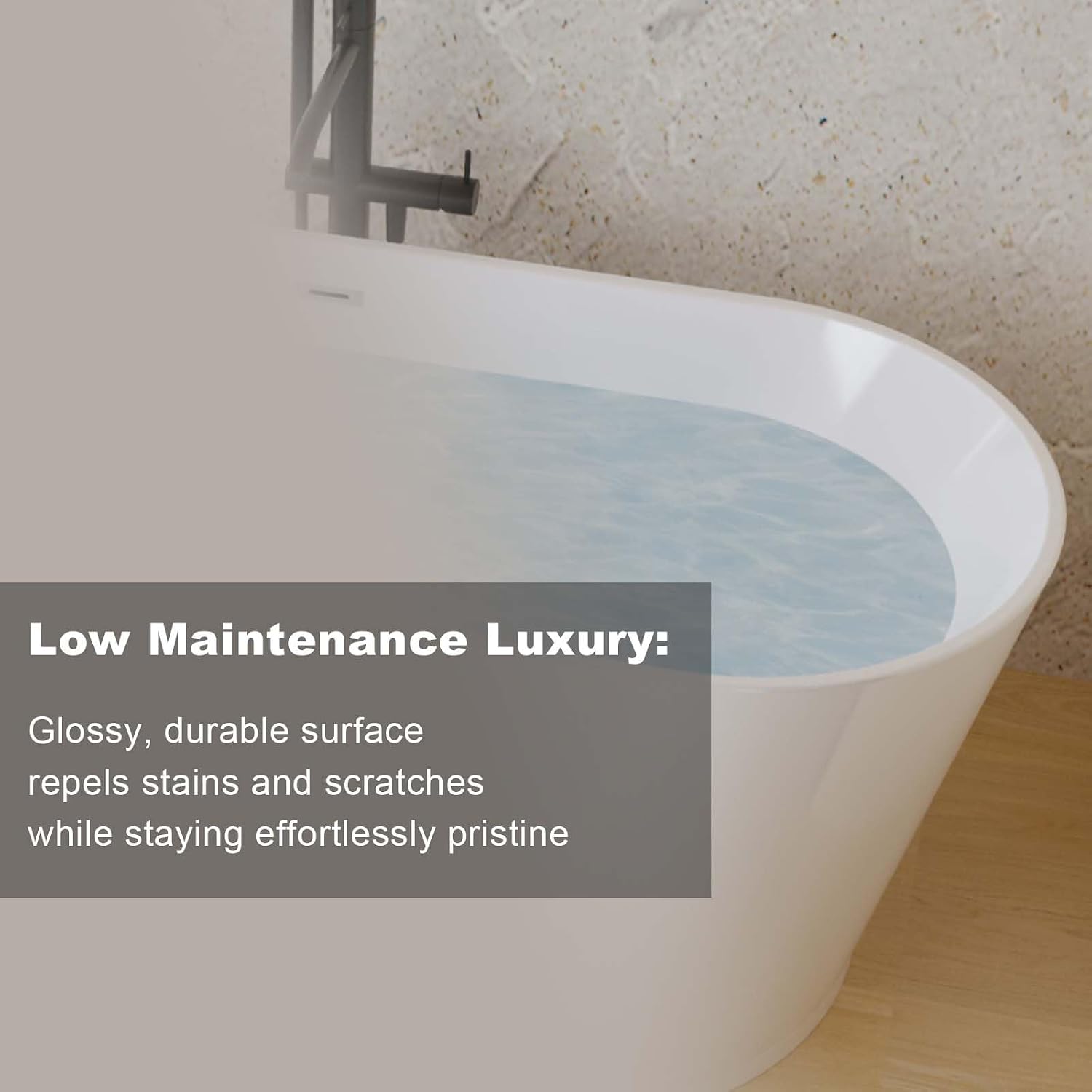 Acrylic Freestanding Soaking Bathtub with Toe-Tap Chrome Drain, Oval Stand Alone Tub, Ergonomic Soaking Tub (67')