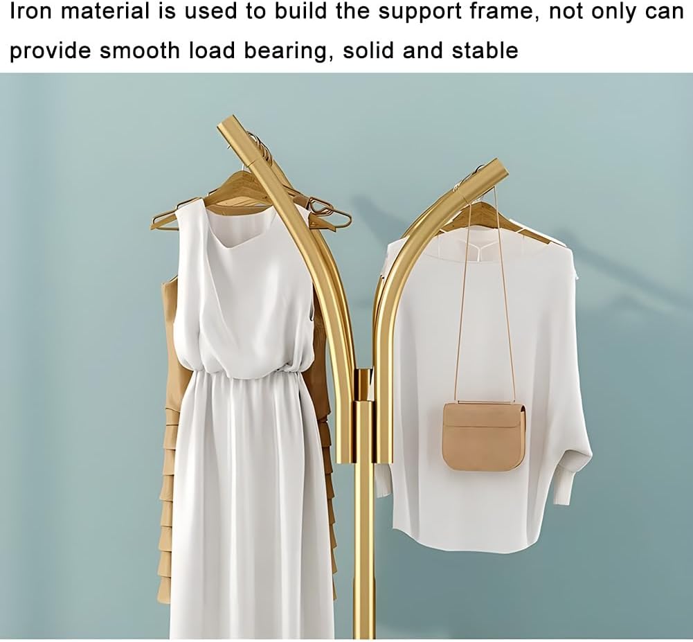 Floor Standing Retail Metal Clothing Rack, Heavy Duty Double-Rod Movable Clothing Shelf, Multifunctional Standing Rolling Garment Rack, for Shopping Mall Clothing Store (White a)