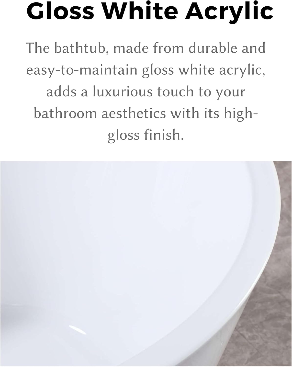59' Acrylic Freestanding Bathtub-Acrylic Soaking Tubs, White Bathtub, Oval Shape Black Freestanding Bathtub with Chrome Overflow and Pop Up Drain