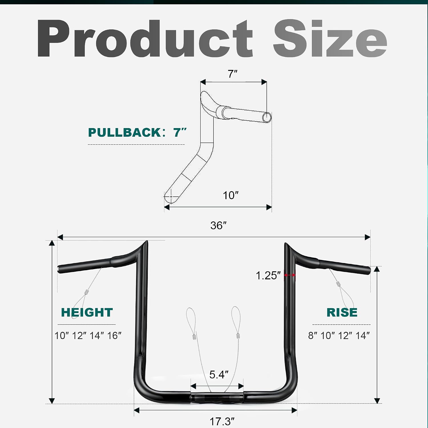 MoKitDora Street Electra Glide Ape Hanger 8' Rise 1-1/4' Fat 1' Clamp Monkey Bagger Meathook Bars for 1986-2023 Harley FLHT & FLHX Ultra Limited Tri-Glide, Black