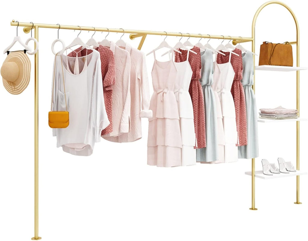 Wall Mounted Garment Rack,Clothing Store,Commercial Garment Rack,Heavy Duty Hanger for Hanging Clothes,Multifunctional Bedroom Organizer,Storage Rack (A-L250CM