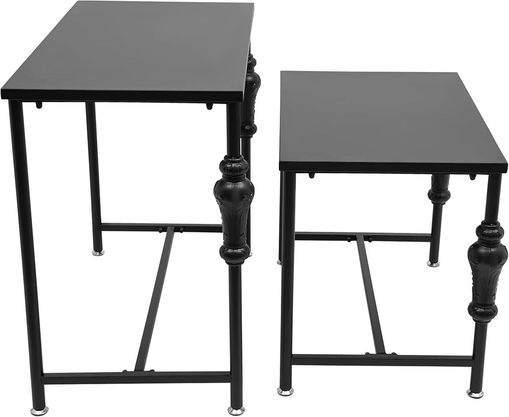 Metal Clothing Shoe Handbag Display Table, 2 Tier Heavy Duty Risers Display Stands, Standing Garment Rack Display Riser Shelf Nesting Tables for Boutiqu Retail Stores Vendor Events-Black