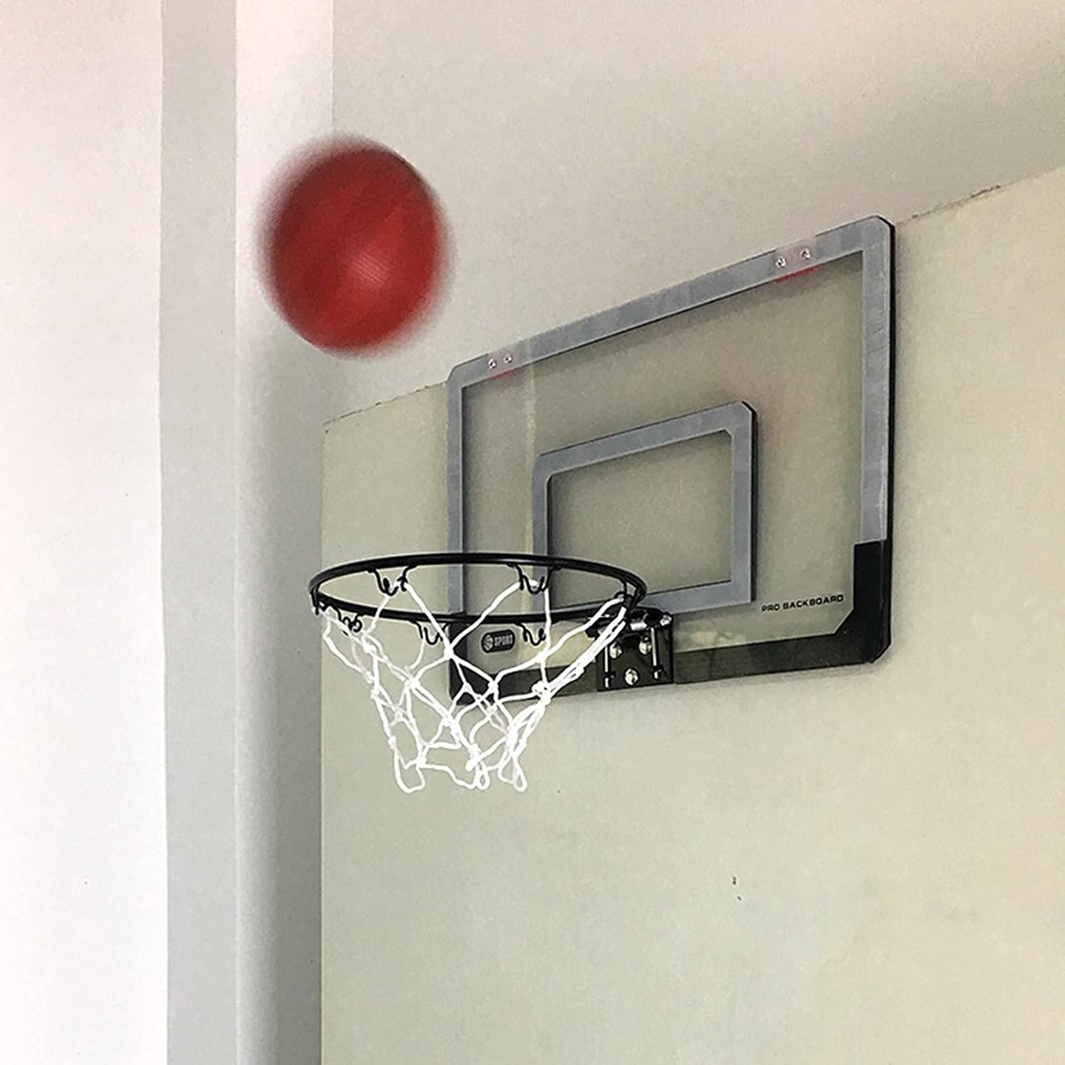 Basketball Hoop Portable Mini Basketball Hoop, Wall-Mounted Basketball Hoop for Children and Adults, Can Dunk, for Home Office Bedroom (Size : 45.5x30.5cm)