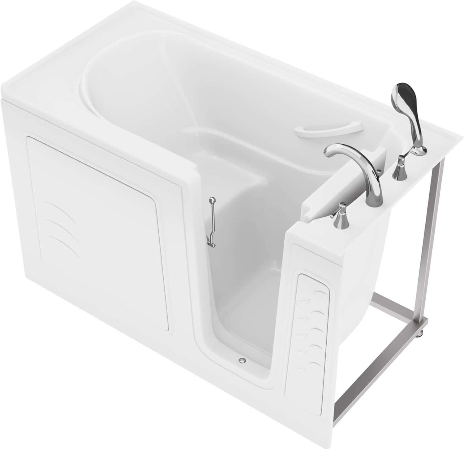 Avano B3060RS Architect Series 60' Gel Coated Soaking Bathtub for Alcove Installations with Right Drain, Roman Tub Faucet and Handshower - White