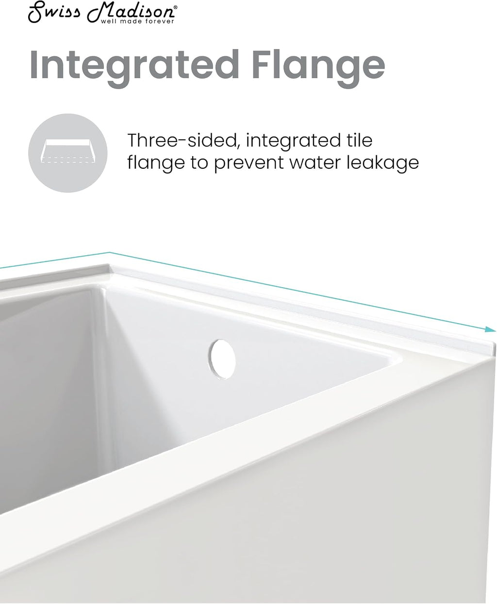 Dieppe 54'' x 30 Bathtub with Apron Right Hand Drain in White
