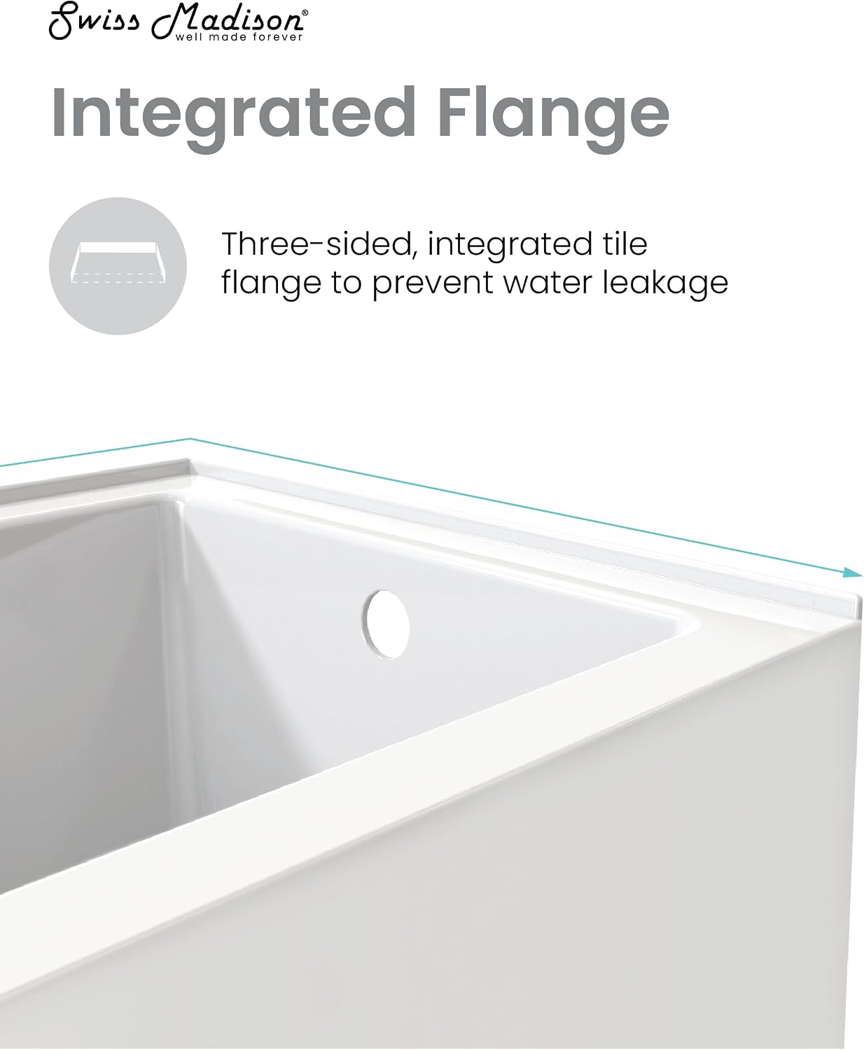 Dieppe 54'' x 30 Bathtub with Apron Right Hand Drain in White