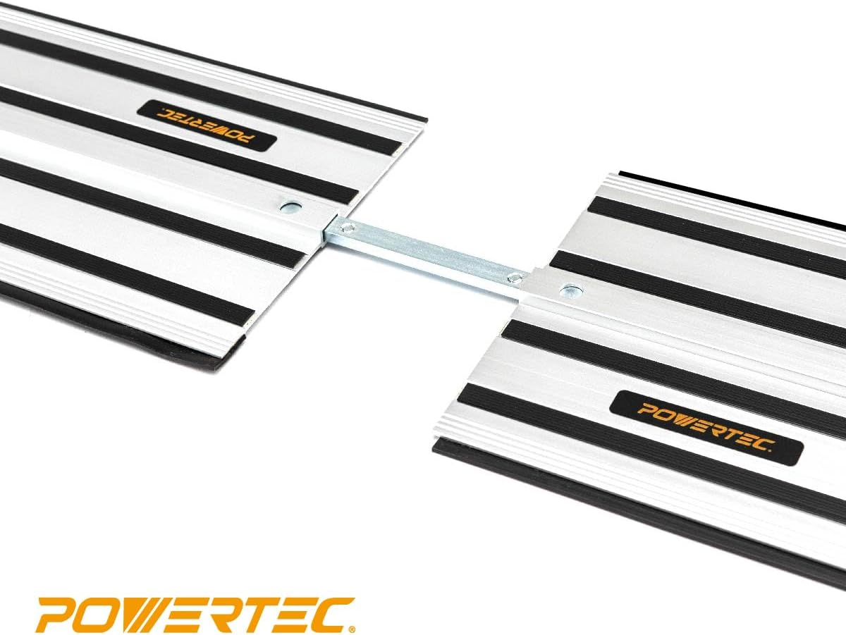 POWERTEC 110' Track Saw Guide Kit for DeWalt, Includes 2PK 55' Guide Rails, 1PK Guide Rail Connector, and 2PK 7' Track Saw Clamps (72059)