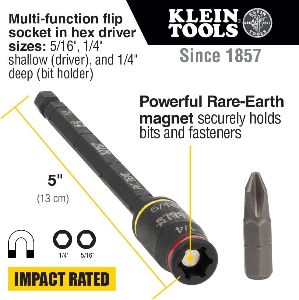 Klein Tools 41-Piece Hand Tool Kit and 3-In-1 Impact Flip Socket Set - Pliers, Screwdrivers, Nut Drivers, Wire Strippers, Testers, Tape Measure, and More