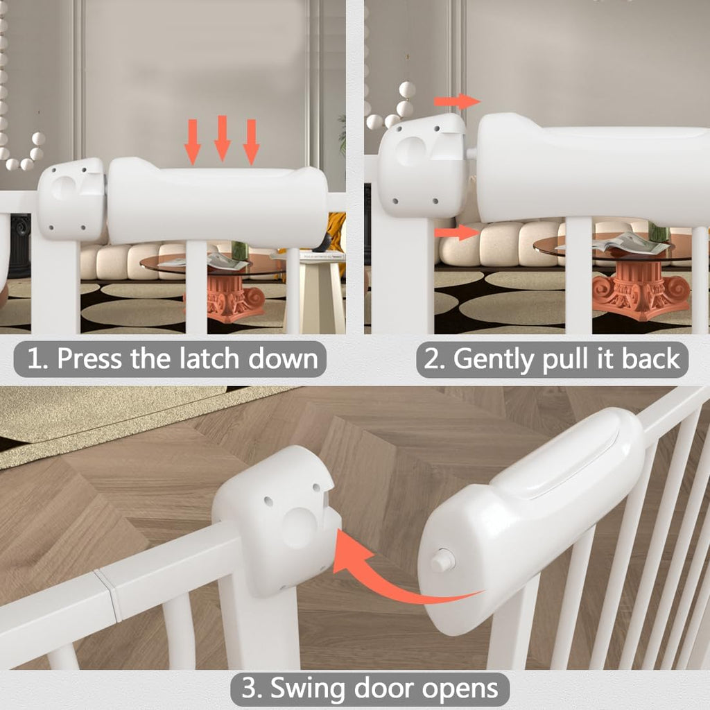 Fairy Baby Extra Wide Baby Gate for Dogs Pressure Monuted Safety Gate for Living Room, Fits 62 Inch to 67 Inch with No Drill Auto Close Dog Gate for Doorways, White