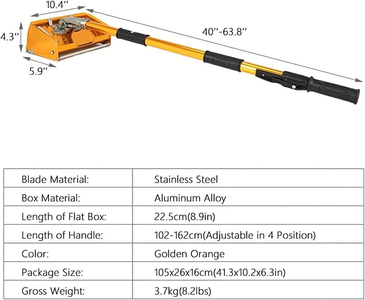 Drywall Flat Finishing Box with Adjustable Box Handle Extension (40''- 63'') 9.8 Inch Drywall Taping Flat Finishing Set Handle Adjustable Taping Tools