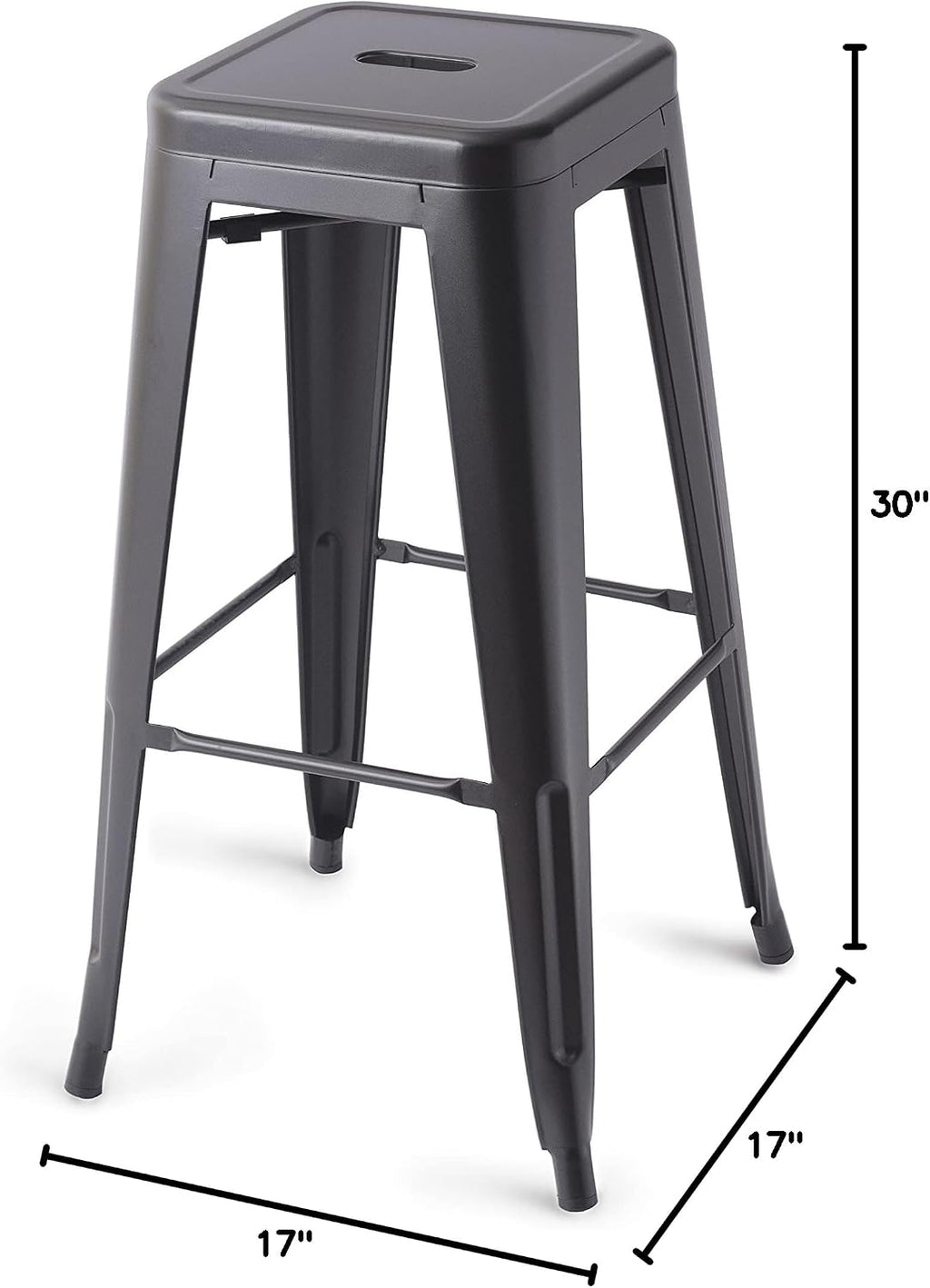 Amazon Basics Sturdy Metal Bar Stools, 30-Inch, Black, Set of 4