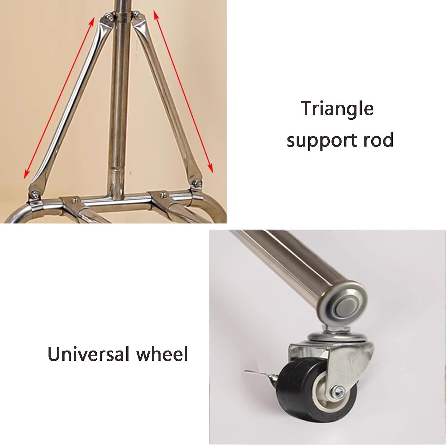 Garment Rack Silver Stainless Steel Clothes Rail On Wheels,Heavy Duty Clothing Racks with Extendable Hanging Rail,Portable Drying Rack,Bedroom Clothes Organizer,Easy Assemble, 115-200cm