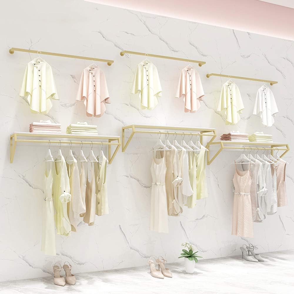 Industrial Pipe Wall-Mounted Garment Rack,Heavy Metal Clothing Store Display Rack Commercial Clothing Display Rack Combination,Closet Pole Clothing Rack,Use(