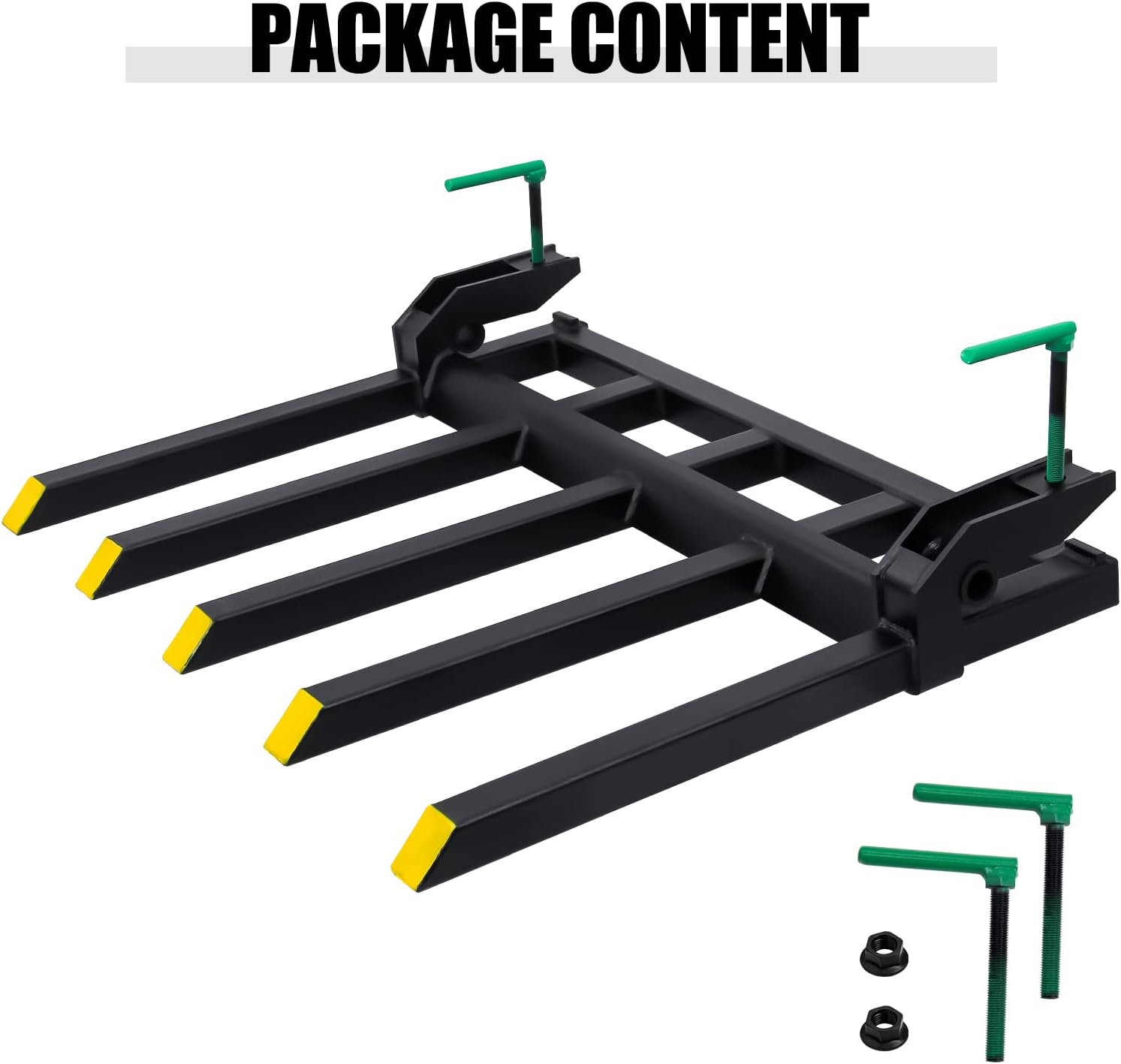 Debris Forks to 48' Bucket, Heavy Duty Clamp-On Pallet Fork 2500 lbs Capacity Load, Tractor Forks Attachment Fit for Loader Bucket Skidsteer Tractor