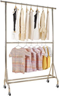 Heavy Duty Coat Rack, Garment Rack Double Rod Clothing Racks On Wheels, Silver Stainless Steel Clothes Rail, Extendable Hanging Rail, Adjustable Height, Portable Clothes Organizer for Bedroom
