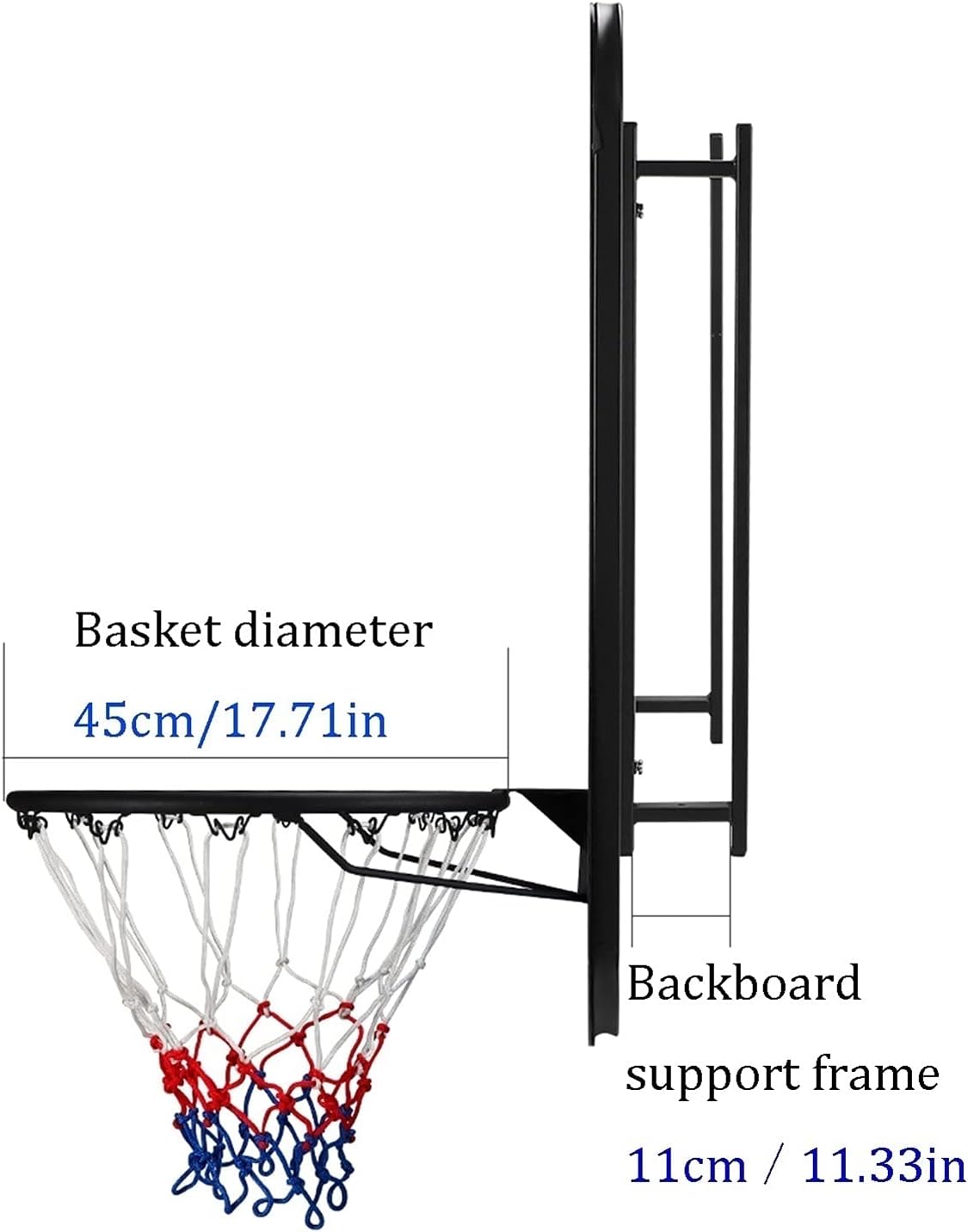 Basketball Rim 43in Adult Basketball Hoop, Indoor and Outdoor Wall-Mounted Basketball Boards, Simple Installation, 110x75 Cm