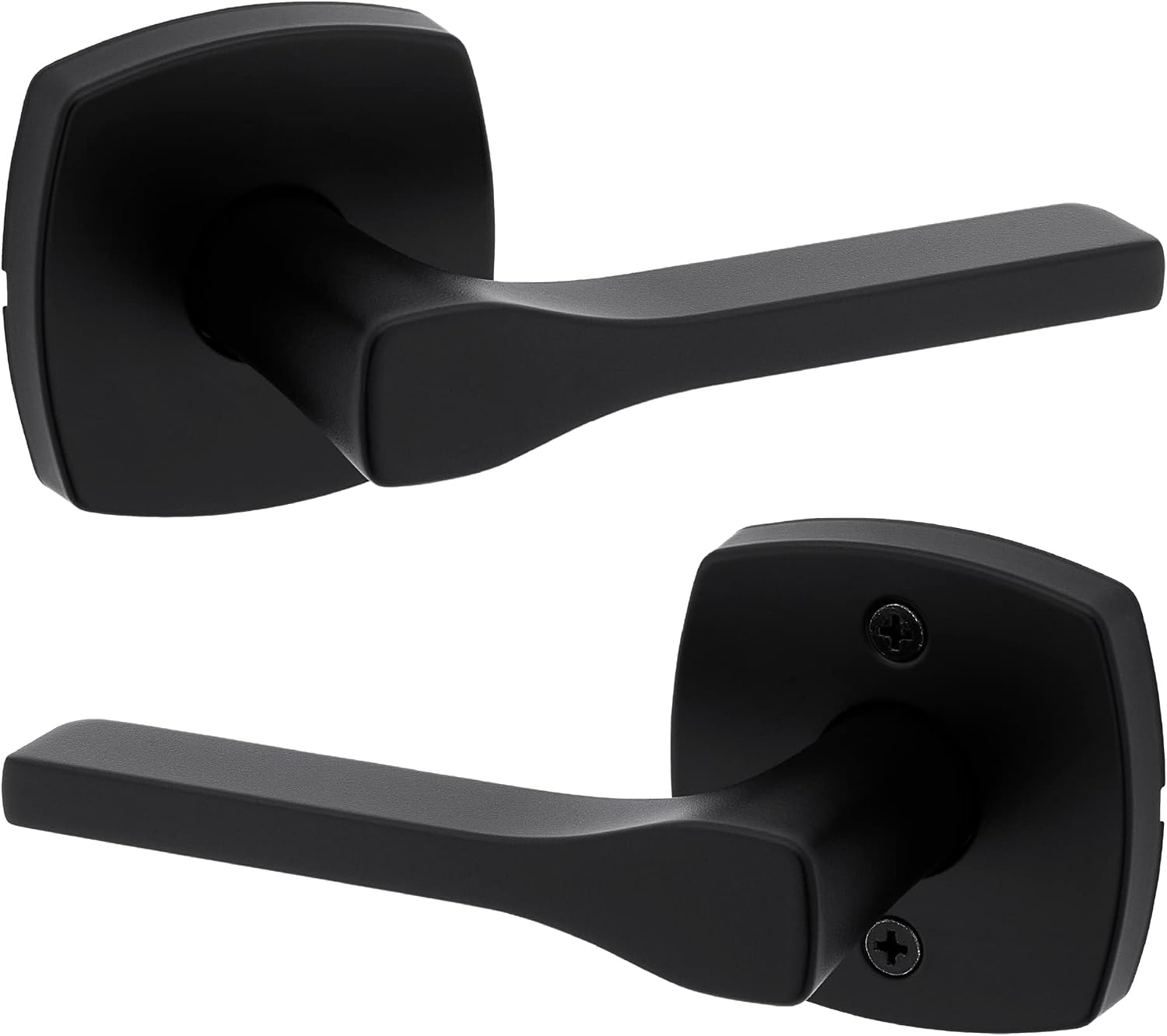 Kwikset Tripoli Lever Interior Passage Door Handle, Lever for Closet and Hallway Doors, Reversible Non-Locking Handle Lever, Matte Black, with Microban Protection (Pack of 6)