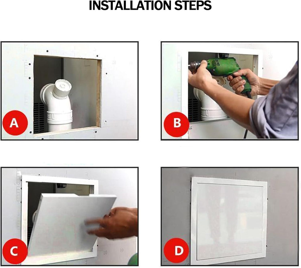 Large Metal Inspection Hatch, Magnetic Inspection Door Cover, Large Drywall Access Panel, for Concealing Pipes and Cables(White,60x60cm)