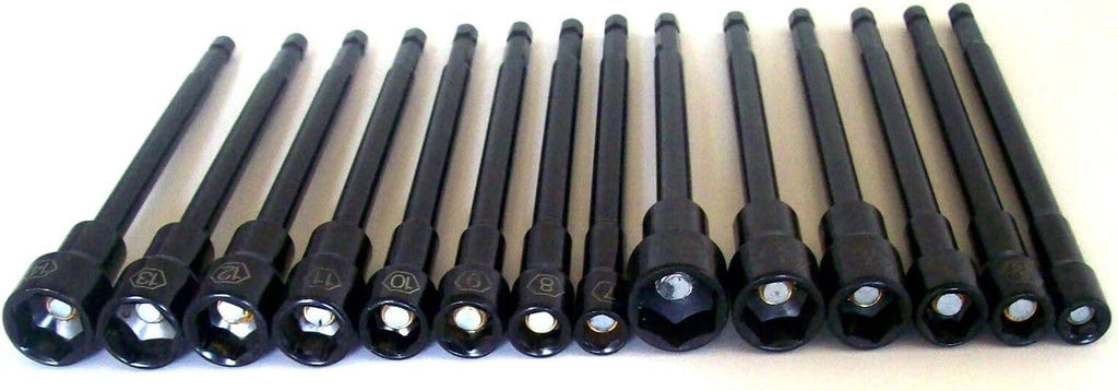 Generic 14 INDUSTRIAL 6'' IMPACT MAGNETIC NUT DRIVER SETTER SET LASER ETCH SAE MM Index-PRO-Z1-715