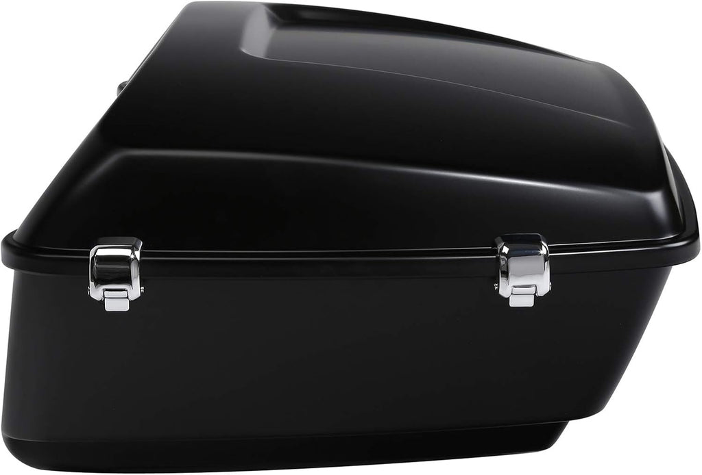 TCMT King Motorcycle Trunk Box Fits For Harley 2014-2025 Touring CVO Road King Road Glide Street Glide Electra Glide Matte Black Chrome Latches(No Speaker Holes) Pack