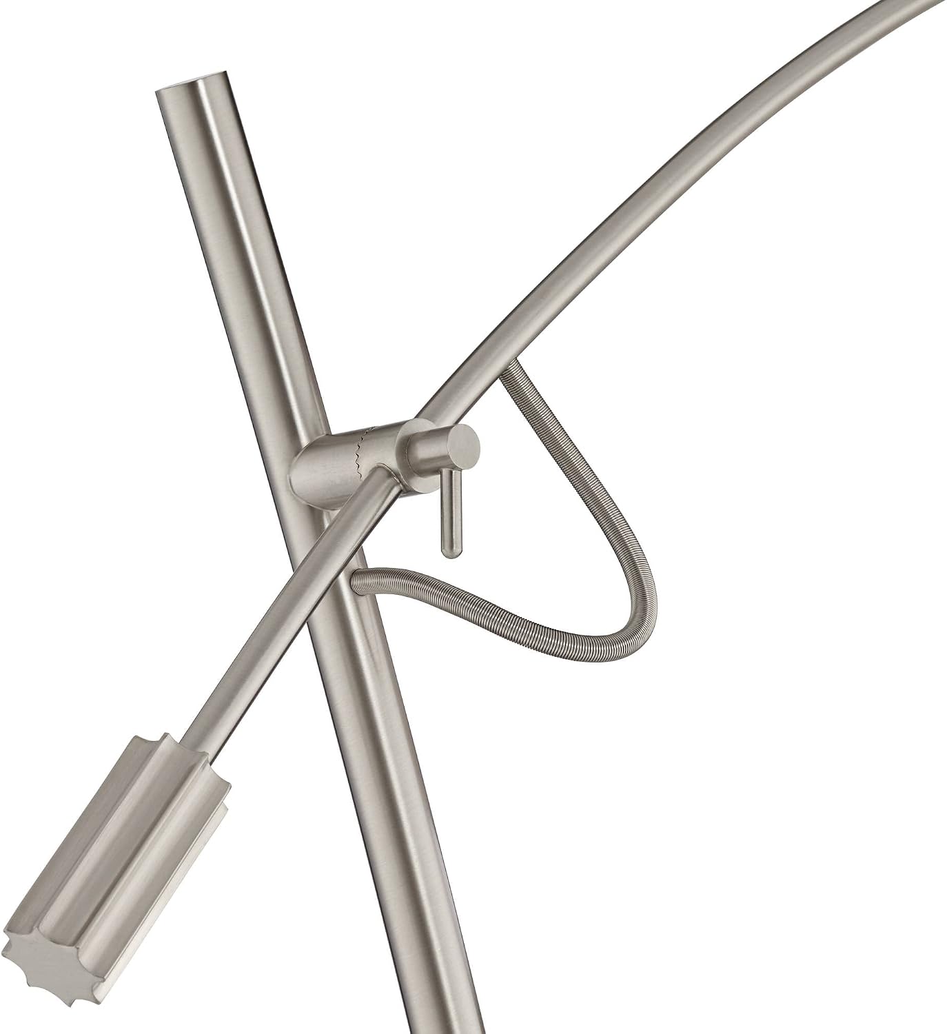 Possini Euro Design Raymond Modern Arc Floor Lamp with USB Charging Port 69' Tall Brushed Nickel Off-White Linen Drum Shade Adjustable Boom Arm for Living Room Reading House Bedroom Home Office
