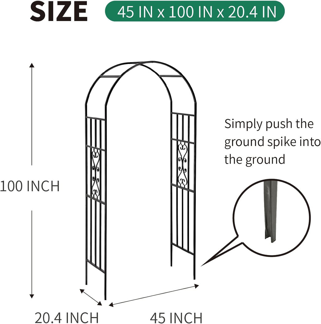 Metal Pergola Arbor, 100' H x 45' W Garden Arch Archway for Wedding Ceremony Party Curved Iron Plants Trellis Stand Use for Outdoor Garden Climbing Plants