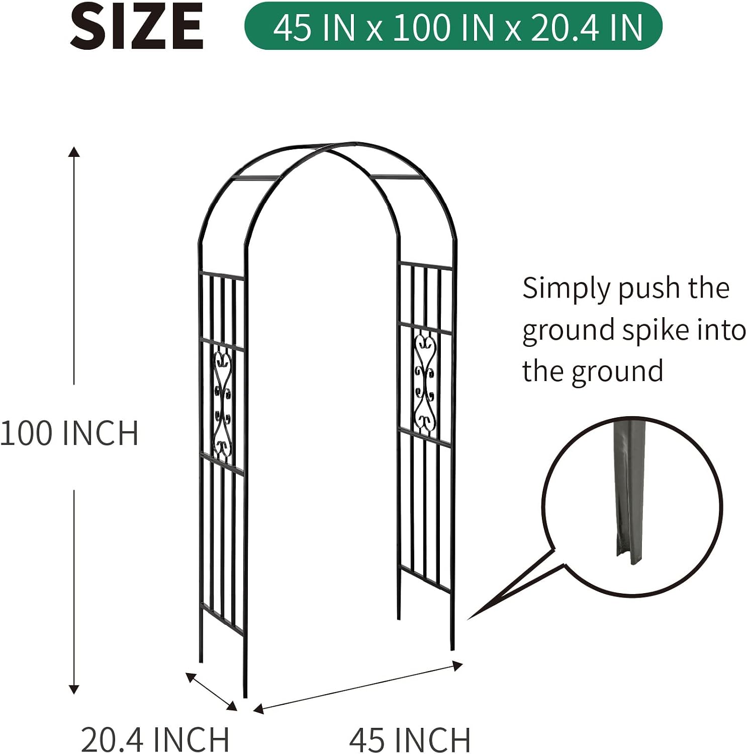 Metal Pergola Arbor, 100' H x 45' W Garden Arch Archway for Wedding Ceremony Party Curved Iron Plants Trellis Stand Use for Outdoor Garden Climbing Plants
