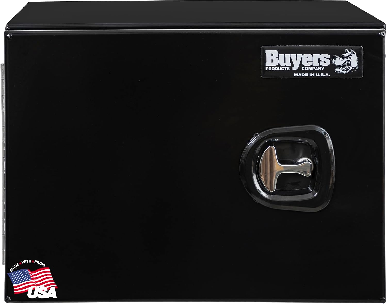 Buyers Products 1705800 Underbody Tool Box With Barn Door, 18x18x24 Inch, Black Powder-Coated, Made in USA, .100 inch Smooth Aluminum, 3-Point Locking, Truck Storage Toolbox For Work Vehicles