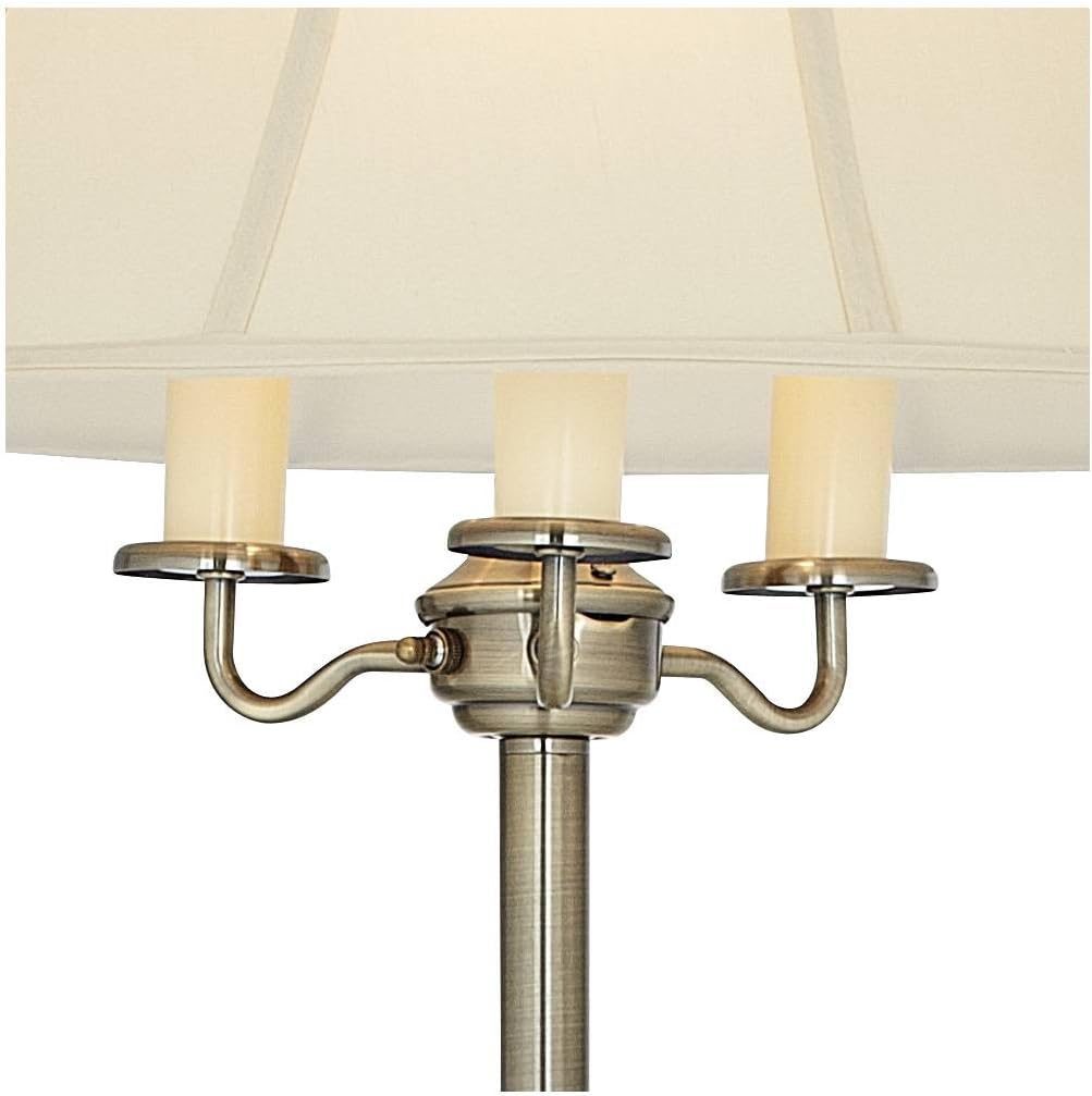 Regency Hill Montebello Traditional Shabby Chic Floor Lamp Standing Pole 59' Tall Antique Brass Gold Metal Off White Bell Shade Candelabra Decor for Living Room Reading House Bedroom Home
