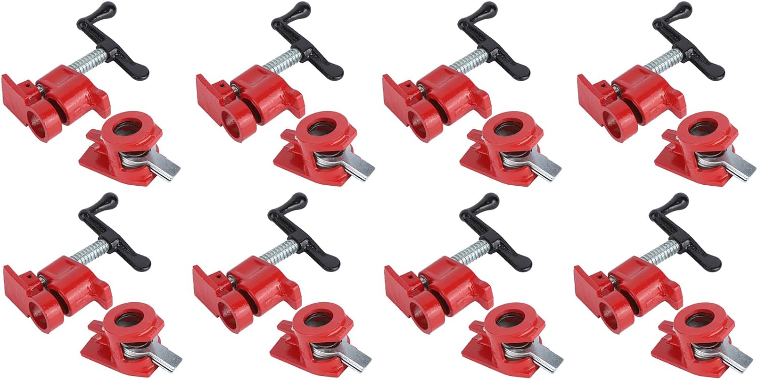 8 Sets 3/4 Quick Release Bar Clamps for Woodworking Wood Clamp Set Heavy Duty Wide Base Iron Wood Metal Clamps Woodworking Workbench