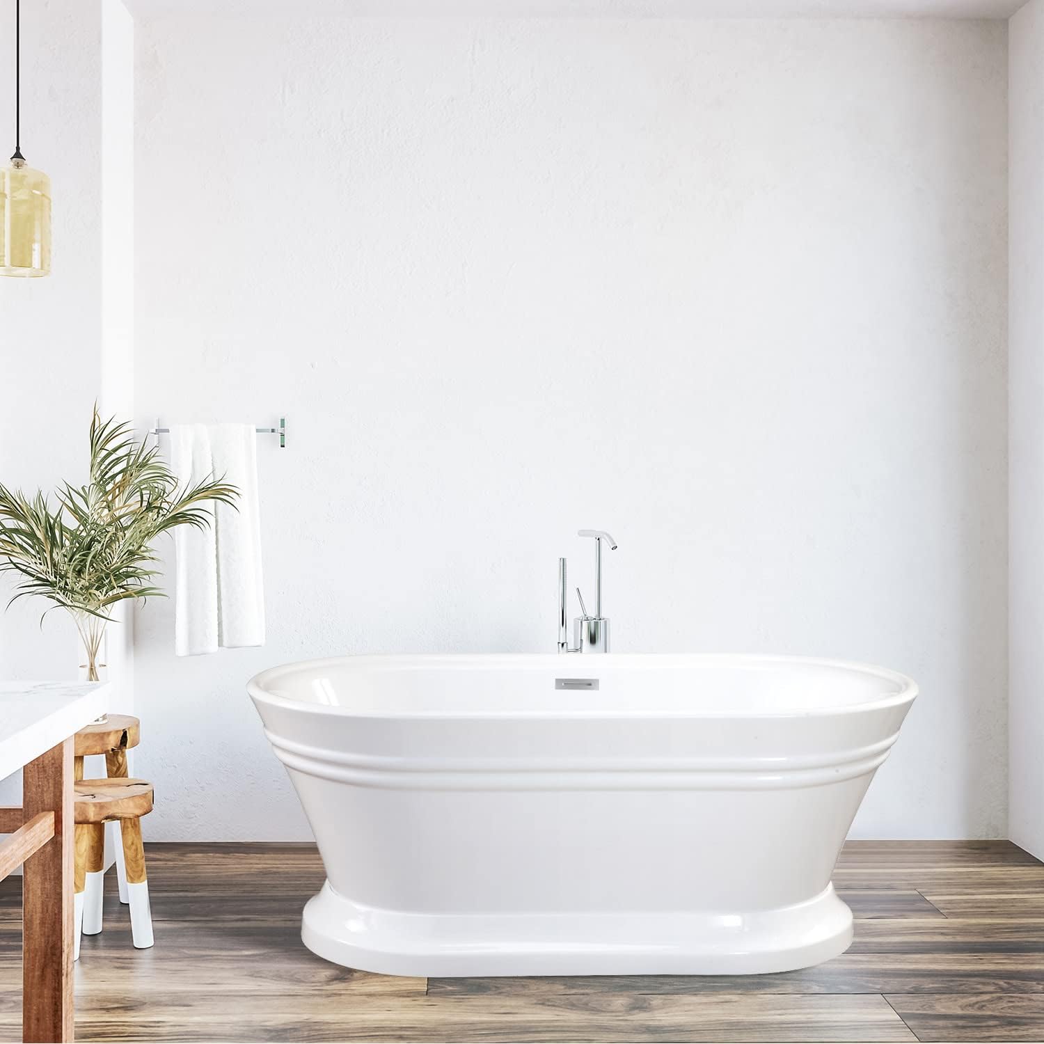 Solace 59' x 30' Freestanding Soaking Acrylic Bathtub in White