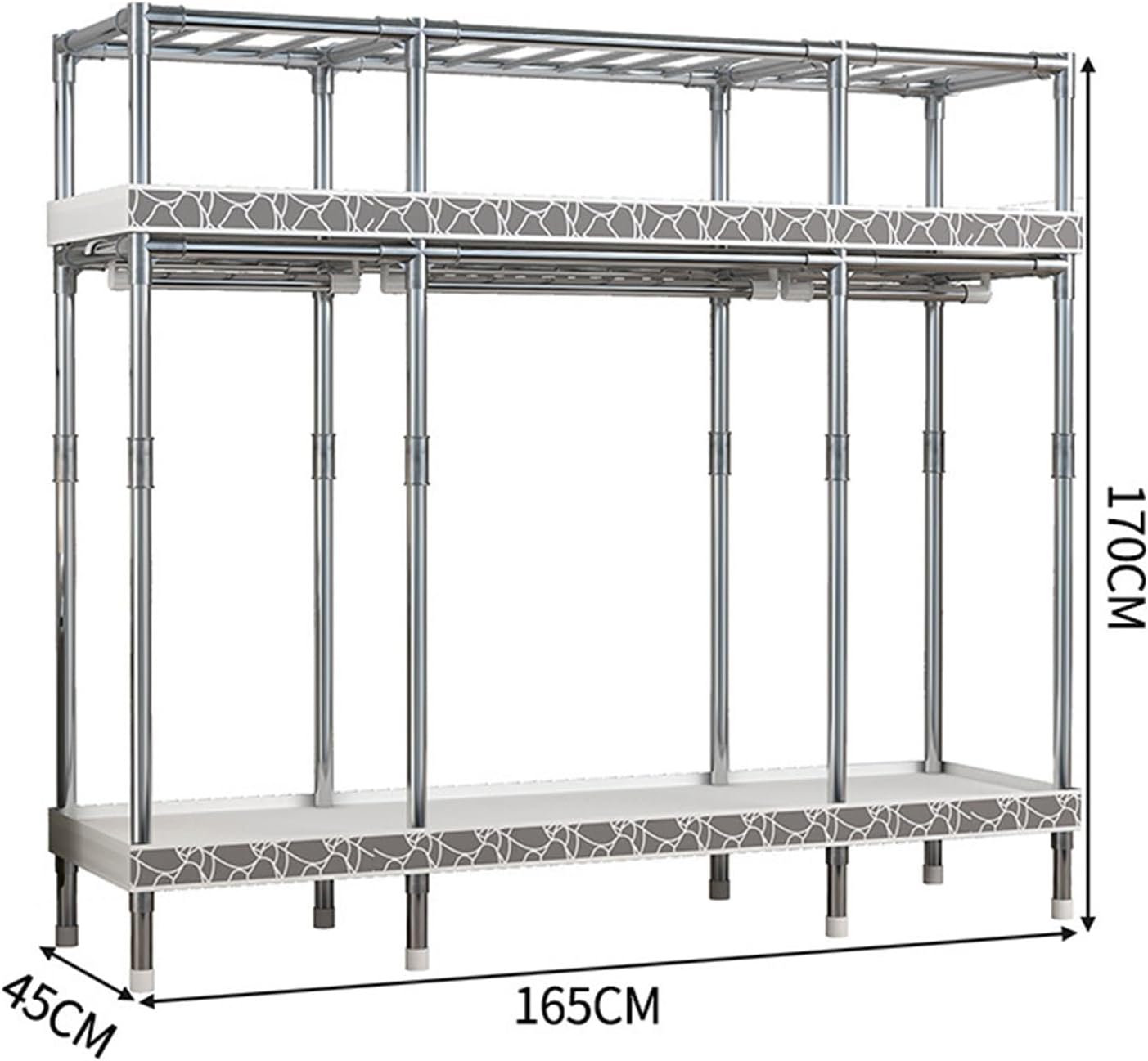 Portable Closets,Covered Clothing Racks For Hanging Clothes, Freestanding Portable Closet,Wardrobe Closet Heavy Duty Garment Rack,Extra Large Clothes Rack With Cover(Beige,165cm)
