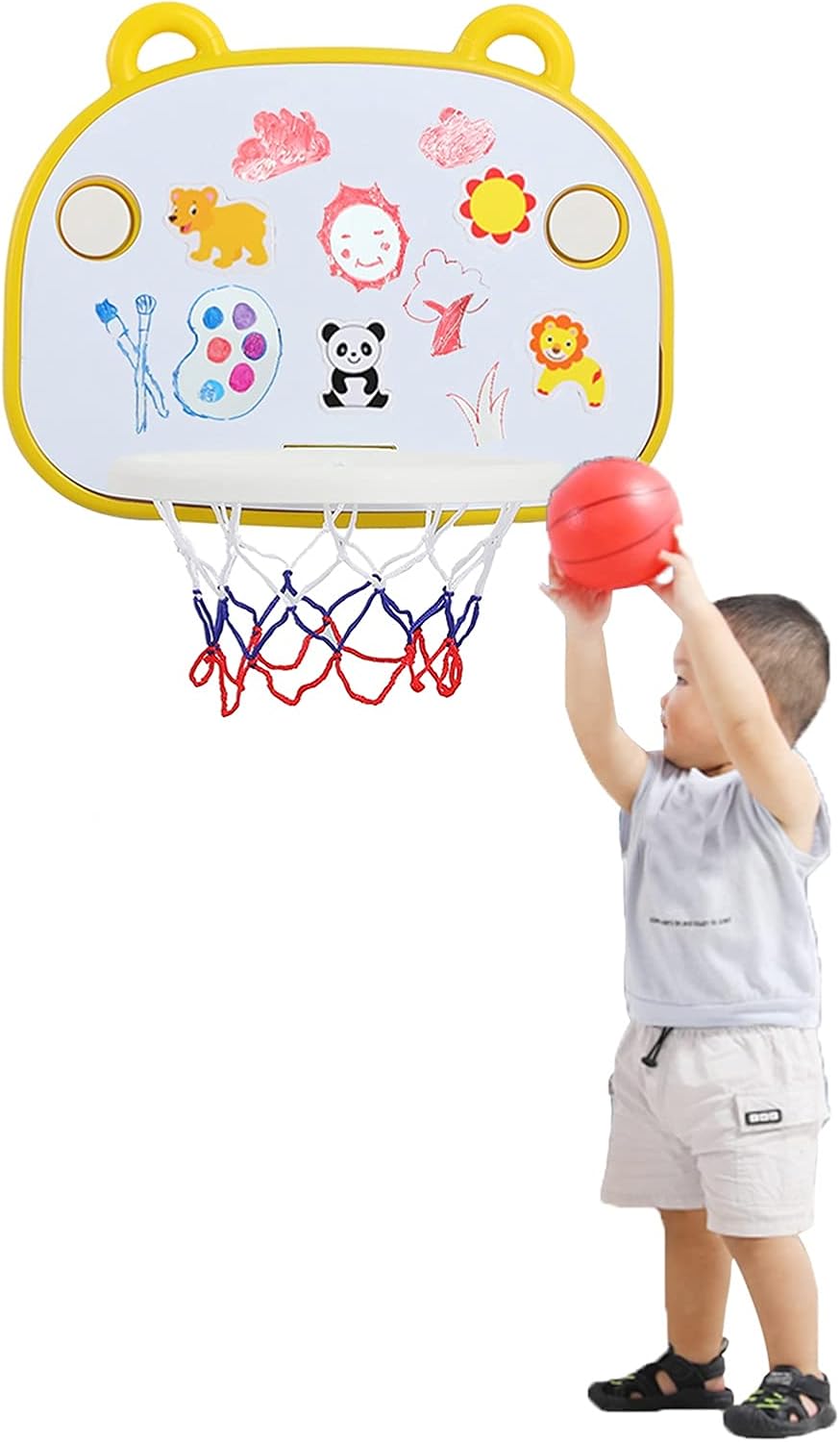 Basketball Rim Indoor Mini Basketball Hoop Can Draw Pictures, Portable Non-Perforated Basketball Hoop Can Be Folded for Storage (Color : Yellow, Size : Style2)