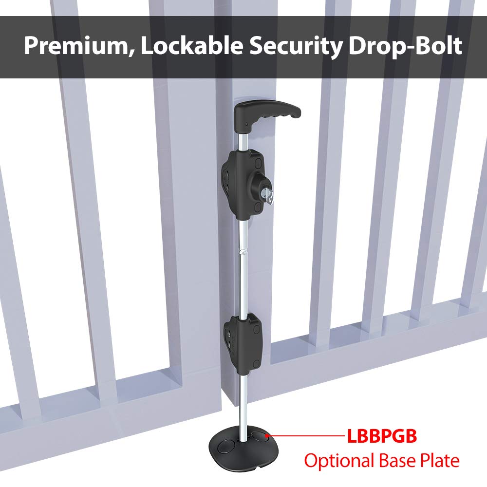 D&D Technologies LB124BX LokkBolt Premium Drop Bolt, Lockable Security Drop Bolt, for Metal Gates, 24' Length