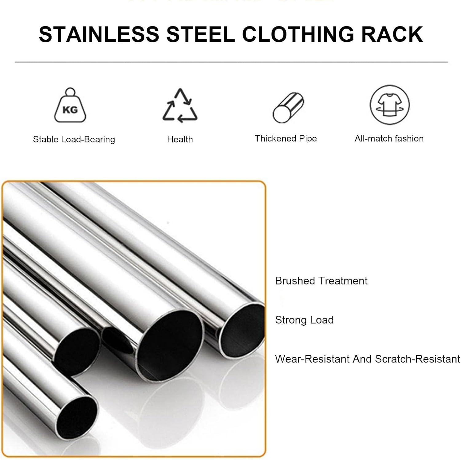 Clothing Rack Wall Mounted Garment Rack, Heavy Duty Stainless Steel Creative Clothes Rail Hanging Rod, Boutique Clothes Store Display Shelf, 8 Size,250cm