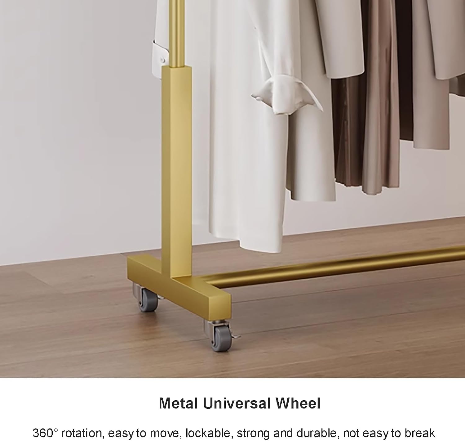 Clothing Rack,Gold Metal Clothing Rack with Wheels, Adjustable Garment Organizer Coat Stand for Home Retail Display, Sturdy 150X40X155Cm Clothes Rail,Black 80X40X135Cm