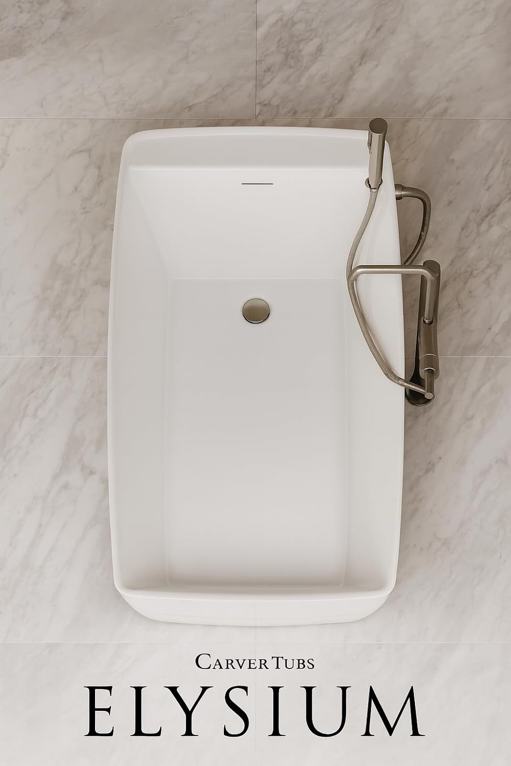 Carver Tubs - Elysium 67' - Acrylic Freestanding Soaking Bathtub - with Slotted Chrome End Drain - Rounded edges - White Classic Rectangle Acrylic Fiberglass Bath Tub - 59'L x 31.5'W x 23.5'H