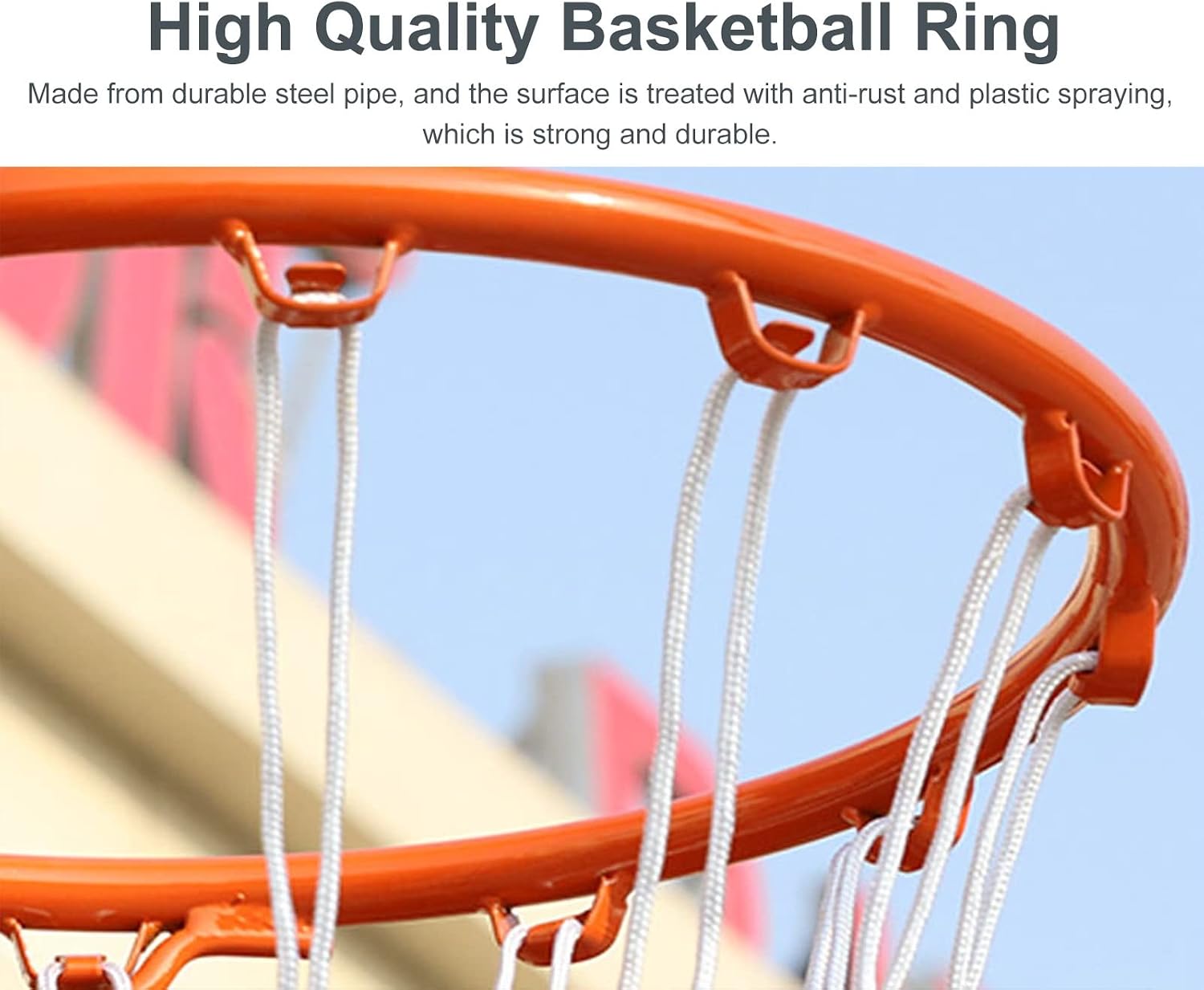Wall Mounted Basketball Hoop for Kids & Adults, Portable Outdoor Basketball Goal Set with 2 Straps, 45cm Rim, Ideal for Tree or Pole Installation