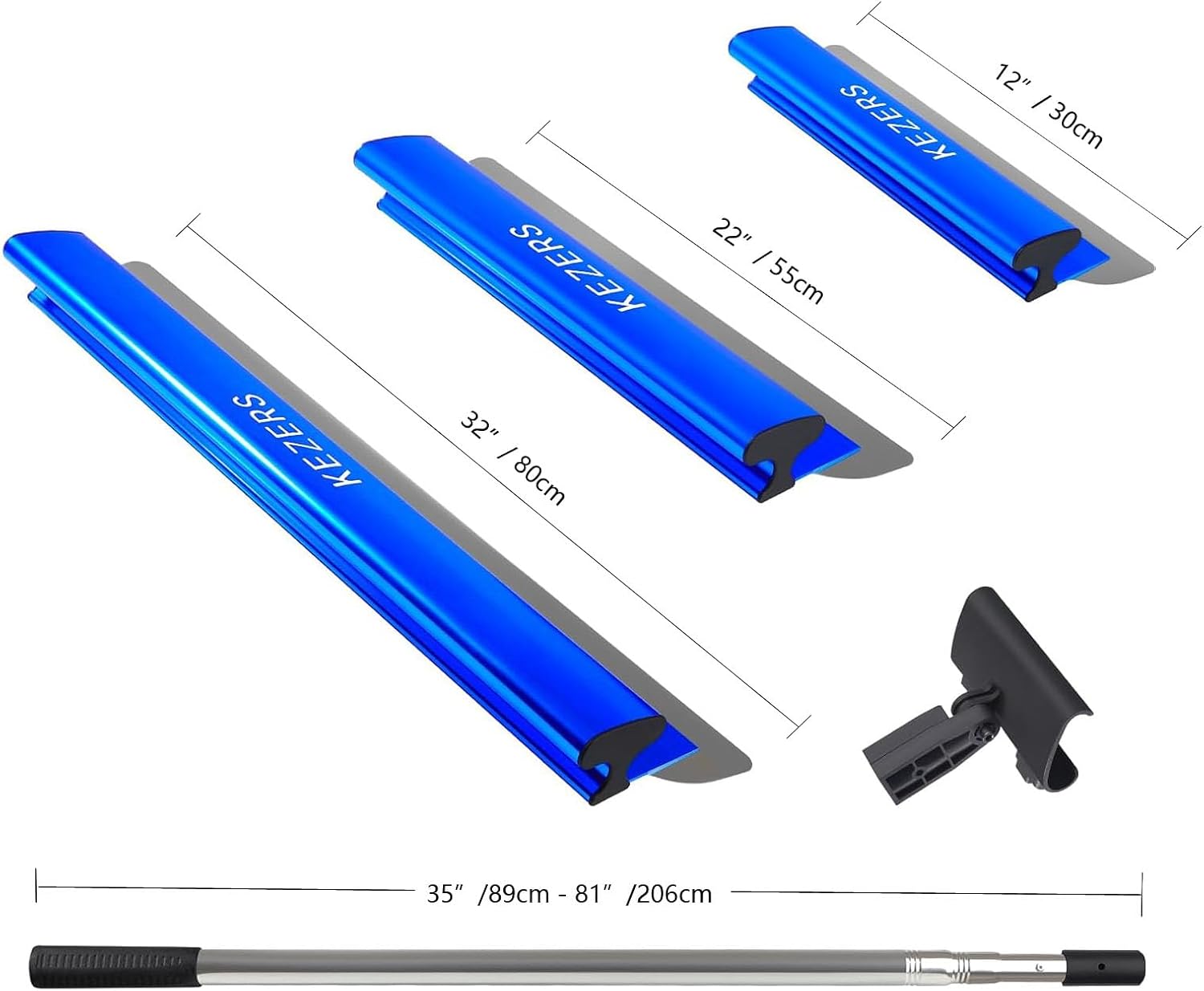 KEZERS Drywall Tool Kit 8-Piece Skimming Blade Set with Extension Handle – 5 Putty/Taping Knives (4'-12') & 5 Skimming Blades (12'-32') for Drywall, Plaster, and Compound Work