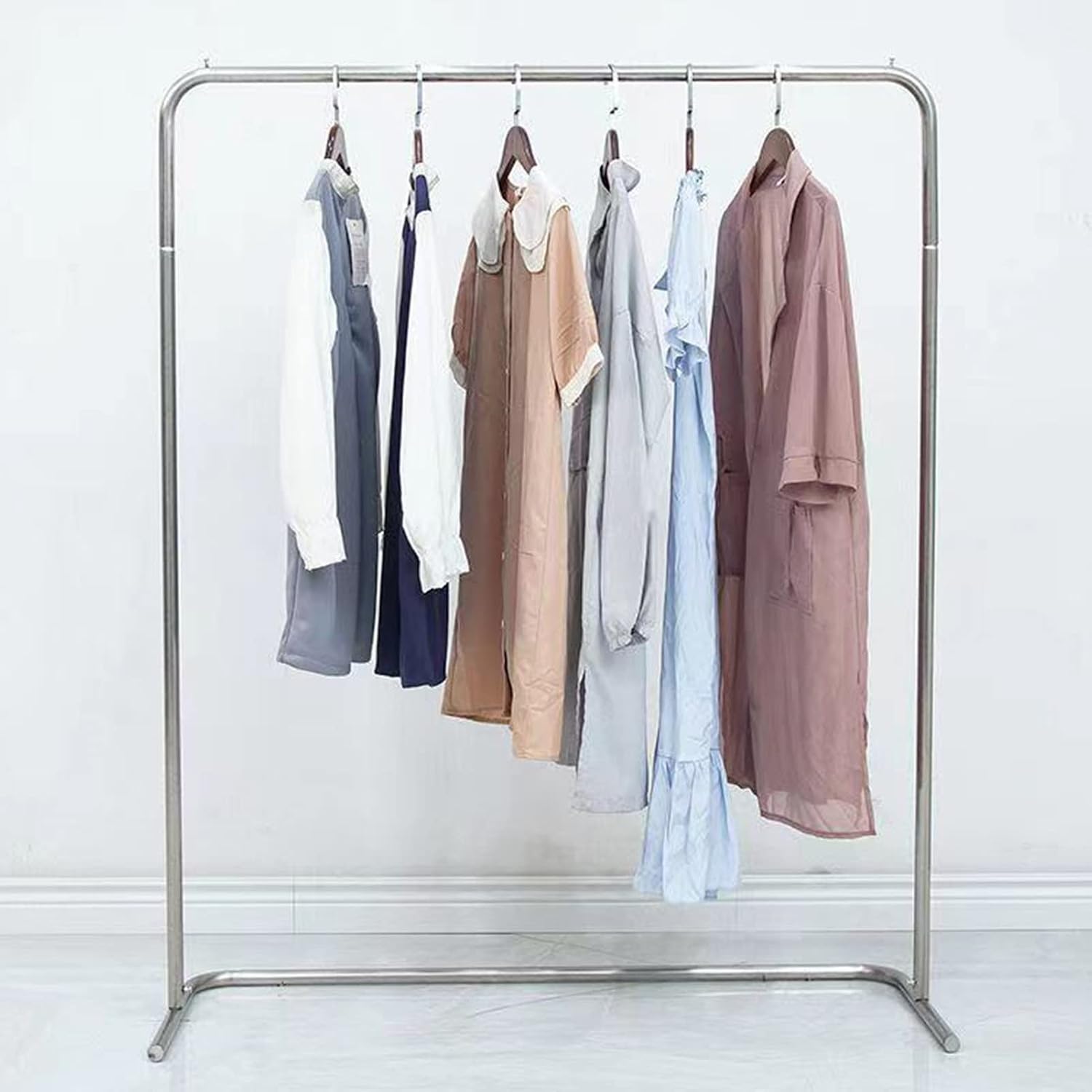 Clothing rack Minimalist Style Clothing Rack Heavy Duty Stainless Steel Garment Rack Living Room Single Lever Clothes Rack Retail Clothing Display Rack,One Color 100x40x160cm