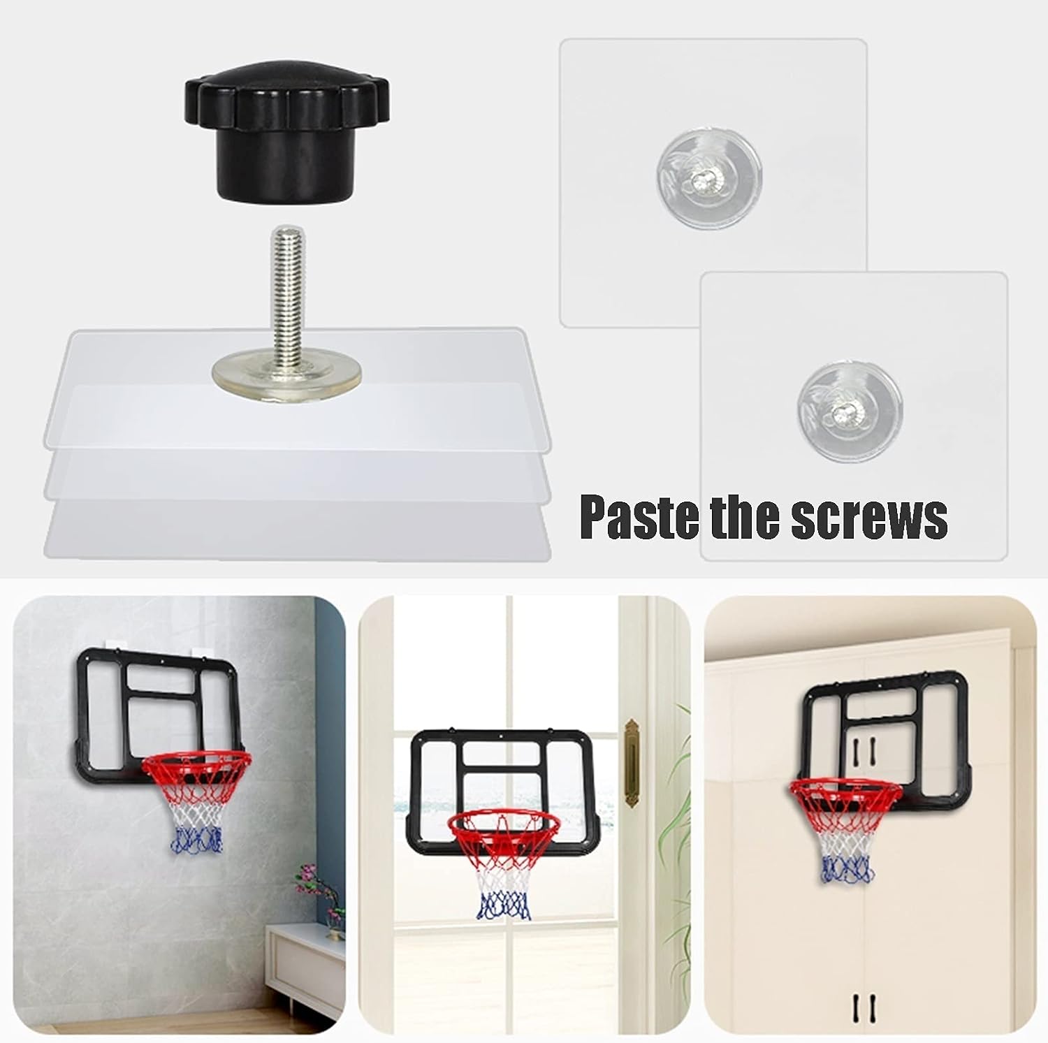 Mini Basketball Hoop Set, Portable Wall-Mounted Backboard, Indoor Basketball Group for Home, Office, Bedroom, 62x43.5cm