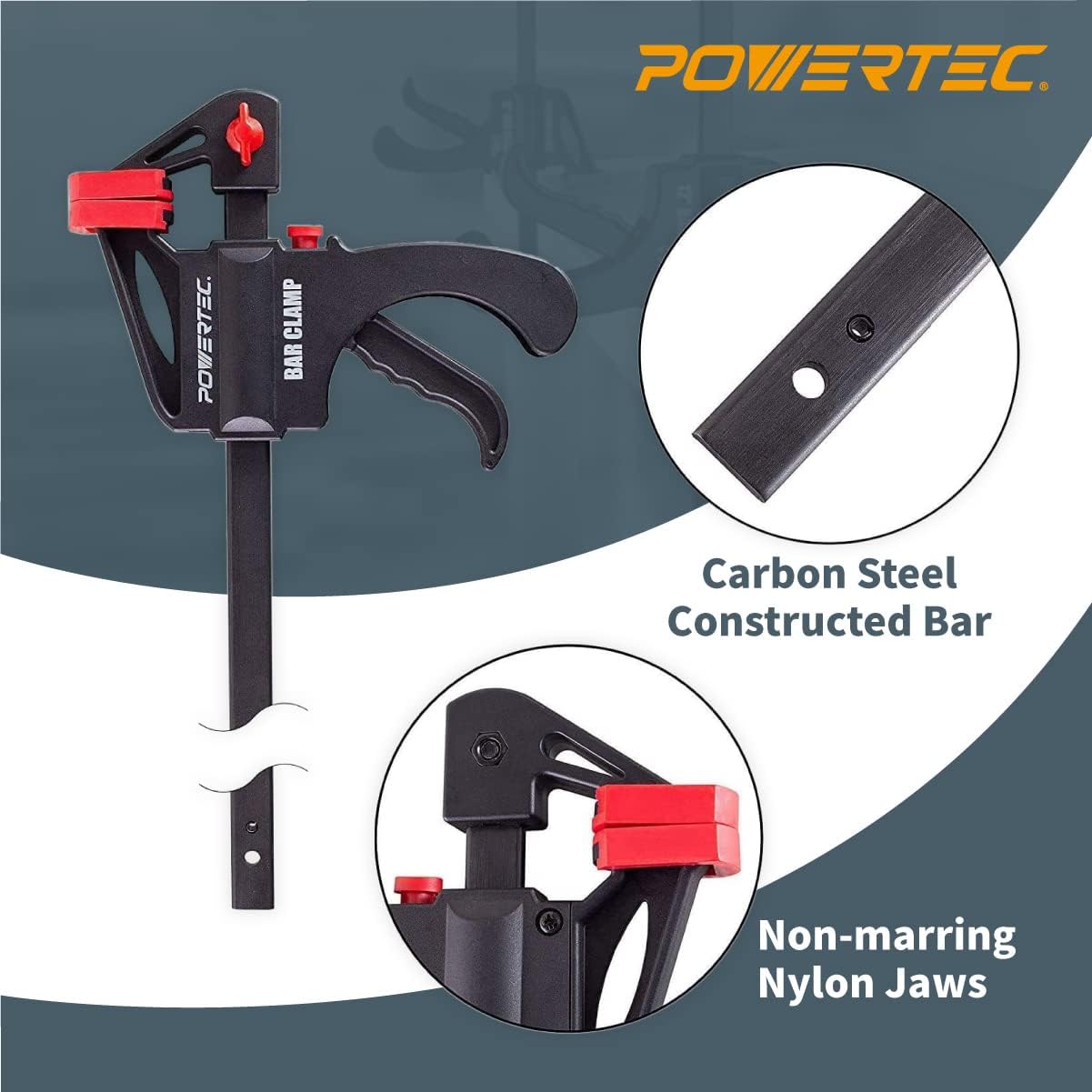 POWERTEC 36' Bar Clamps/Spreaders 12 Pack, Trigger & Ratchet Quick Grip Clamps for Woodworking, Gluing & DIY Projects
