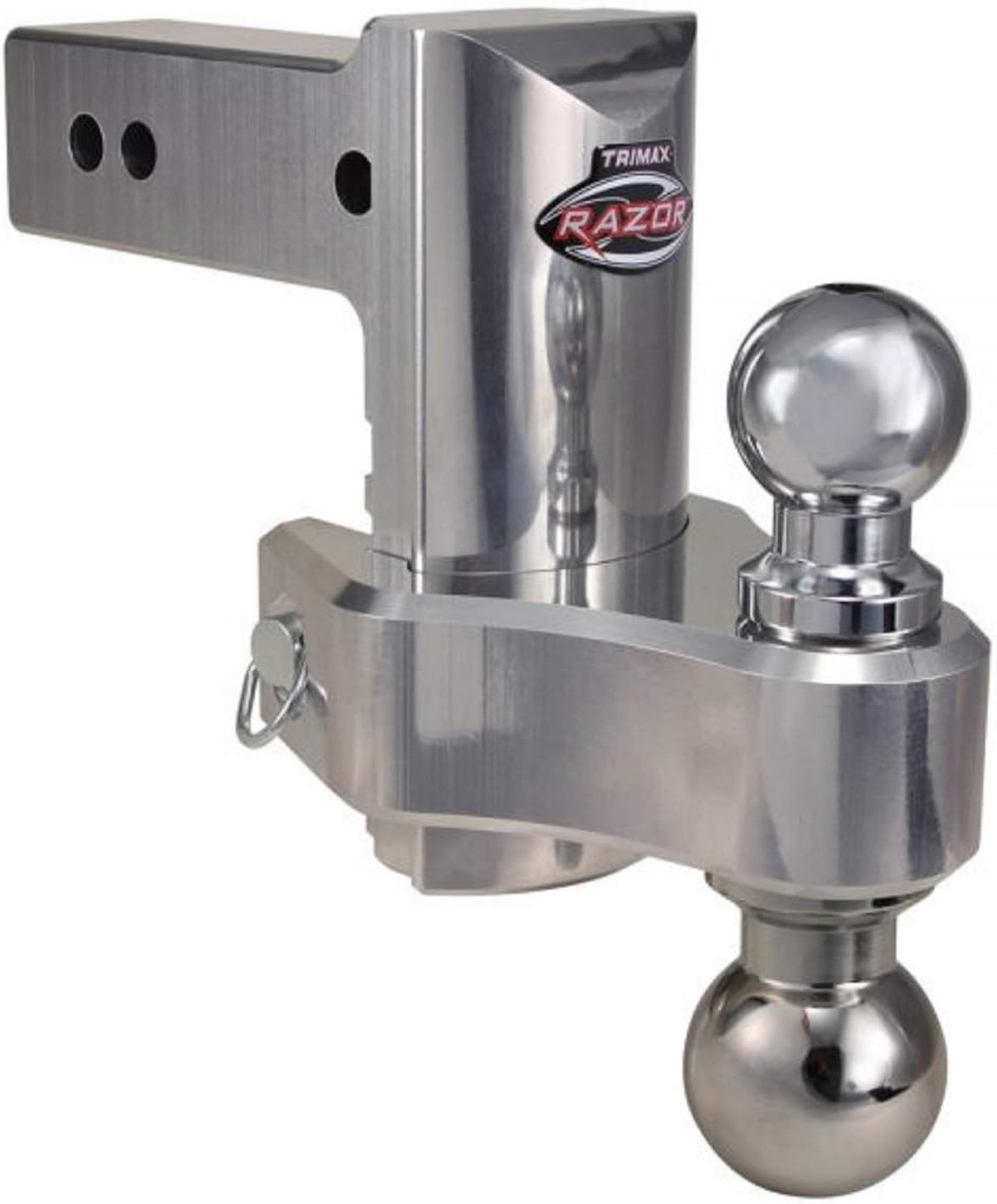 Trimax TRZ6ALHD THC250 Aluminum 6-Inch HD Adjustable Pin Clip Drop Hitch and 2.5-Inch Hitch Anti-Rattle Clamp