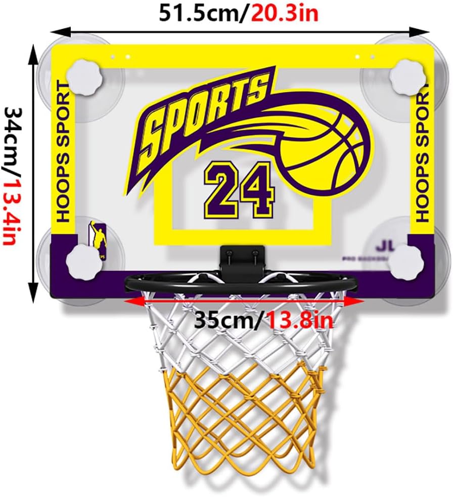 Indoor Basketball Hoop, Mini Basketball Hoop for Door and Wall of Bedroom and Office, Kids Basketball Hoop and Stand, Gift for Kids Teens and Adult,Yellow