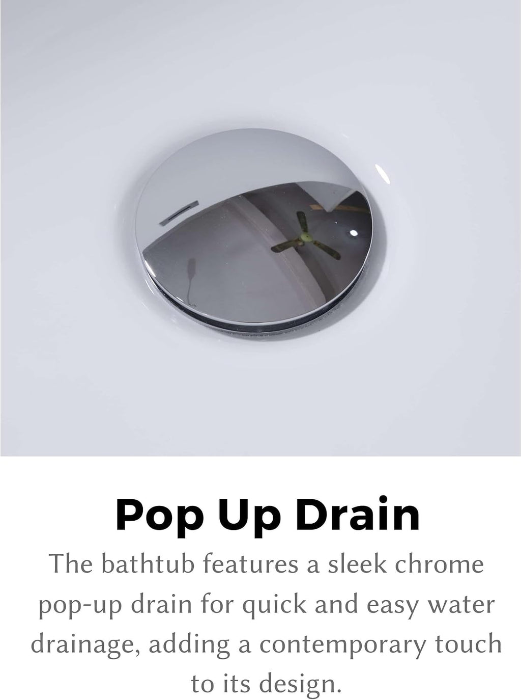59' Acrylic Freestanding Bathtub-Acrylic Soaking Tubs, White Bathtub, Oval Shape Black Freestanding Bathtub with Chrome Overflow and Pop Up Drain